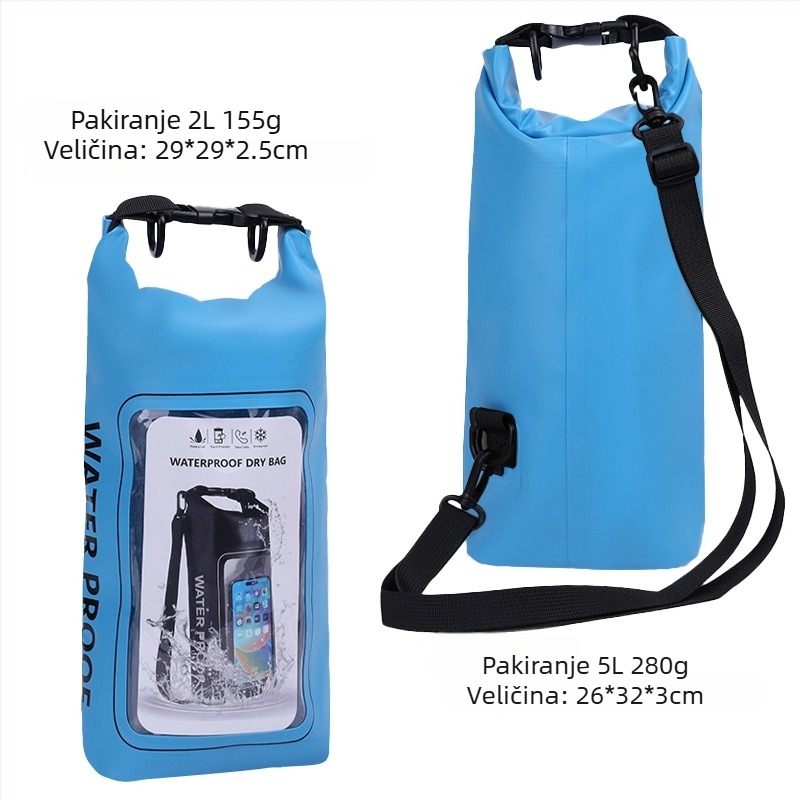 Dvostruka vodootporna torba za plažu preko tijela, kapacitet 2L/5L, vodootporan PVC materijal, za plažu, plivanje, ronjenje