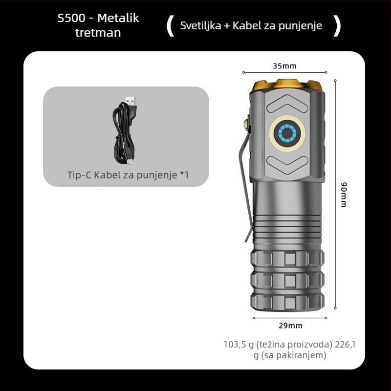 Adventurer Lanterna s tri LED diodama, punjiva, magnetski kraj, 15W, domet 200–500 m