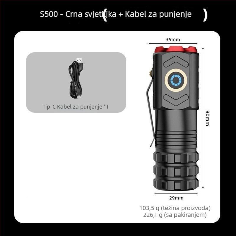 Adventurer Lanterna s tri LED diodama, punjiva, magnetski kraj, 15W, domet 200–500 m