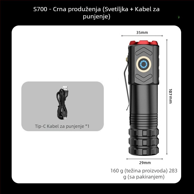 Adventurer Lanterna s tri LED diodama, punjiva, magnetski kraj, 15W, domet 200–500 m