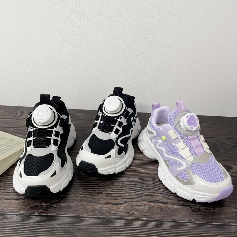 Dječje tenisice s okretljivim gumbom: gornji dio od mikrovlakana, gumeni potplat, Color Block uzorak, zatvaranje okretanjem gumba, za dob 4–16 godina