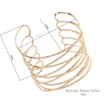Geometrijski minimalistički narukvica od cinka, otvorena, unisex