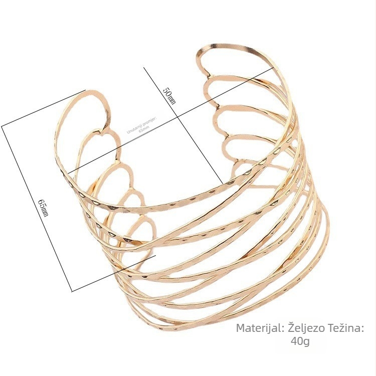 Geometrijski minimalistički narukvica od cinka, otvorena, unisex