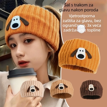 Koreanski stil pleteni pojas za kosu u obliku psa, jesensko-zimski topli i otporni na vjetar, dodatak za kosu s životinjskim motivom
