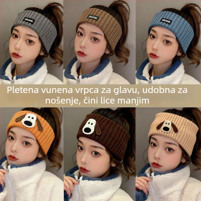 Koreanski stil pleteni pojas za kosu u obliku psa, jesensko-zimski topli i otporni na vjetar, dodatak za kosu s životinjskim motivom
