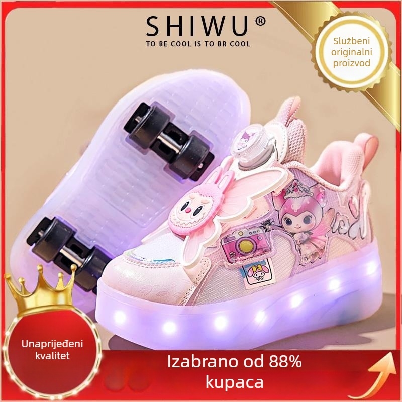 Trkačke tenisice s skrivenim četiri kotača — izvlačne dječje rolke za djevojčice, sve sezone, gornji dio od tkanine, potplat: guma+phylon+TPU+PU