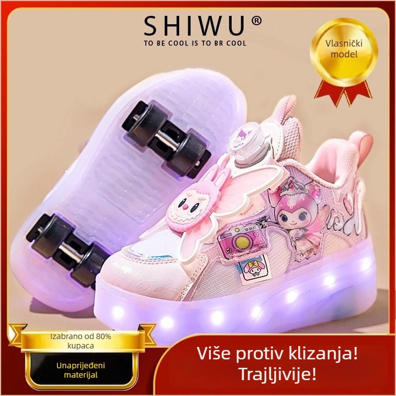 Trkačke tenisice s skrivenim četiri kotača — izvlačne dječje rolke za djevojčice, sve sezone, gornji dio od tkanine, potplat: guma+phylon+TPU+PU