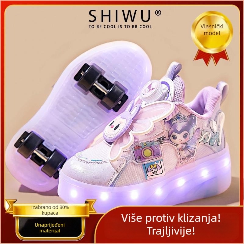 Trkačke tenisice s skrivenim četiri kotača — izvlačne dječje rolke za djevojčice, sve sezone, gornji dio od tkanine, potplat: guma+phylon+TPU+PU