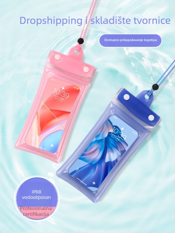 Airbag vodootporna torbica za telefon s dodirnim zaslonom, PVC materijal, pogodna za ronjenje, plivanje, rafting, podvodno snimanje i vanjsku upotrebu.