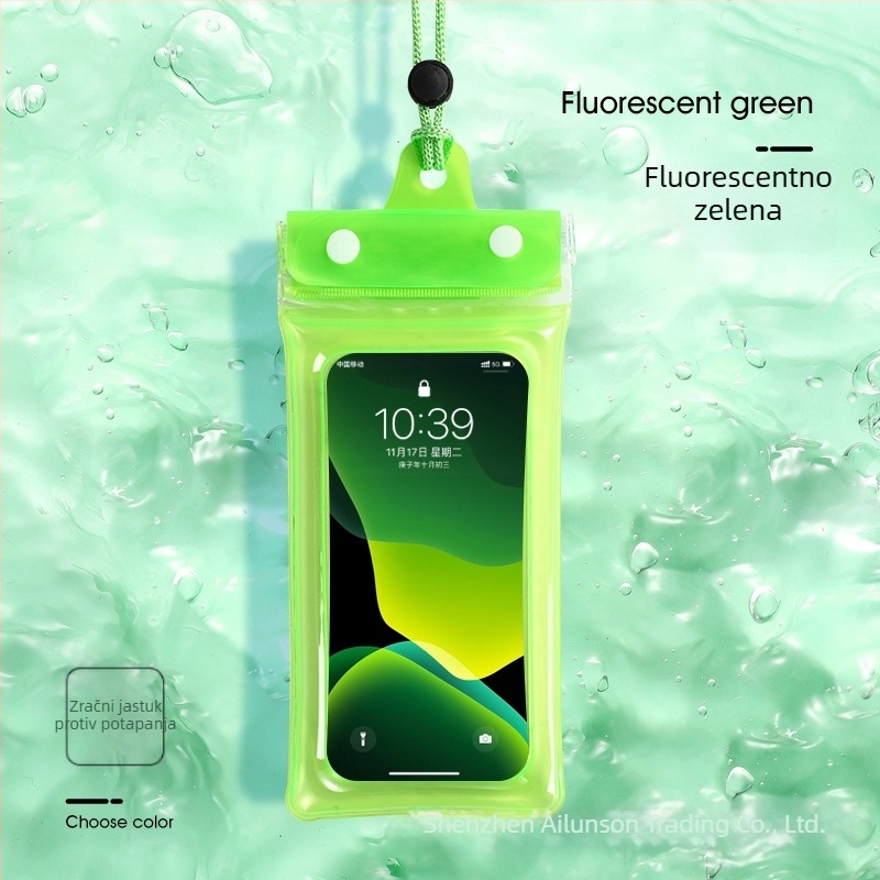 Airbag vodootporna torbica za telefon s dodirnim zaslonom, PVC materijal, pogodna za ronjenje, plivanje, rafting, podvodno snimanje i vanjsku upotrebu.