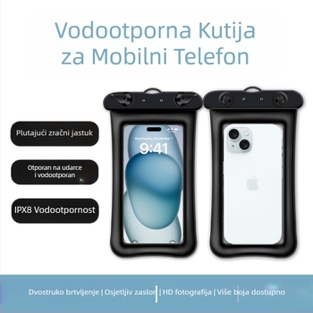 Vodootporna futrola za mobitel s zračnim jastukom i zaslonom na dodir - zatvoren za plivanje i fotografiranje na plaži (ABS+TPU)