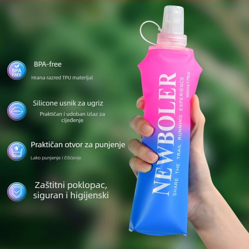 NEWBOLER Gradientna TPU Sklopiva Hidratacijska Boca – Unisex, Kapacitet 250, Gradientni Uzorak, Za Planinarenje, Plažu, Kampiranje i Trčanje