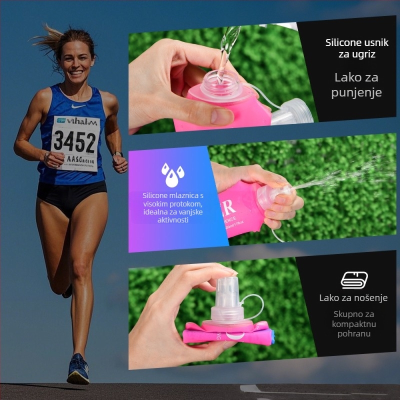 NEWBOLER Gradientna TPU Sklopiva Hidratacijska Boca – Unisex, Kapacitet 250, Gradientni Uzorak, Za Planinarenje, Plažu, Kampiranje i Trčanje