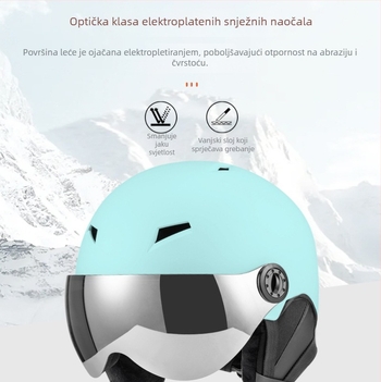 Skijaška kaciga s naočalama i lećama za odrasle i djecu, unisex, zimska kaciga za vožnju biciklom; ABS vanjska ljuska, EPS unutarnja, prilagodljiv dizajn s logotipom