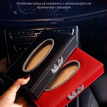 Kožna kutija za maramice za automobil, dijamantima ukrašena labudova kutija, unutarnji naslon za ruku, Janina, trajanje 3 godine