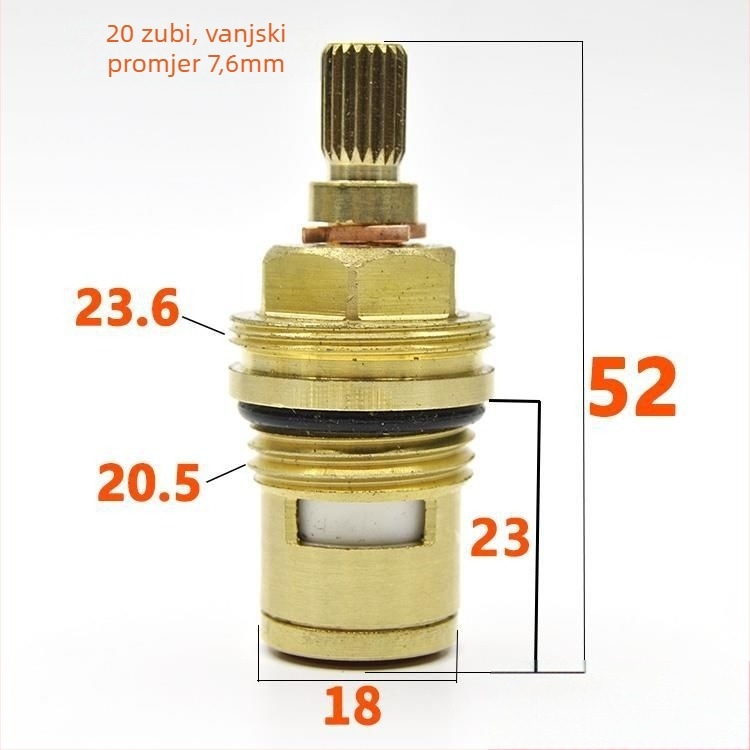 Ventil sa središtem – posebni model s trokutastim ventilom, brzo otvaranje, keramički disk, za kupaonicu i kuhinjski umivaonik, miješana topla i hladna voda