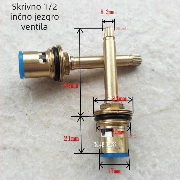 Ventil sa središtem – posebni model s trokutastim ventilom, brzo otvaranje, keramički disk, za kupaonicu i kuhinjski umivaonik, miješana topla i hladna voda
