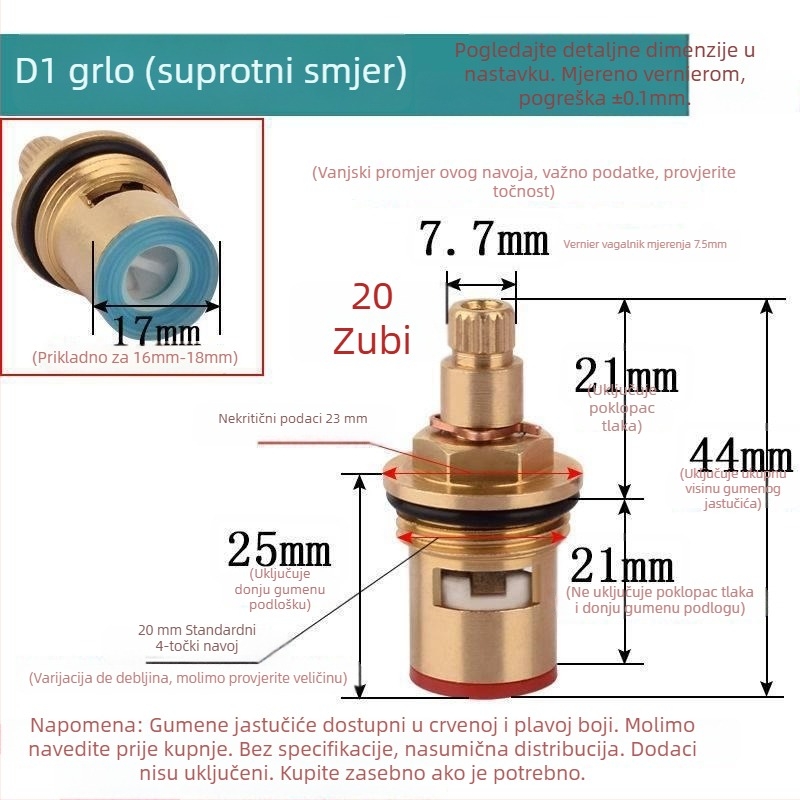 Ventil sa središtem – posebni model s trokutastim ventilom, brzo otvaranje, keramički disk, za kupaonicu i kuhinjski umivaonik, miješana topla i hladna voda