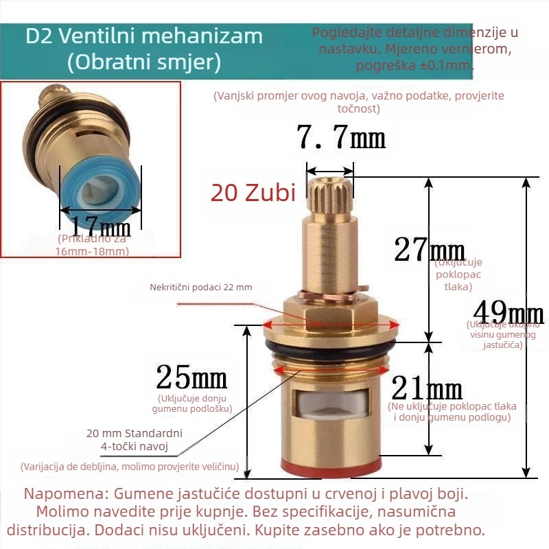 Ventil sa središtem – posebni model s trokutastim ventilom, brzo otvaranje, keramički disk, za kupaonicu i kuhinjski umivaonik, miješana topla i hladna voda