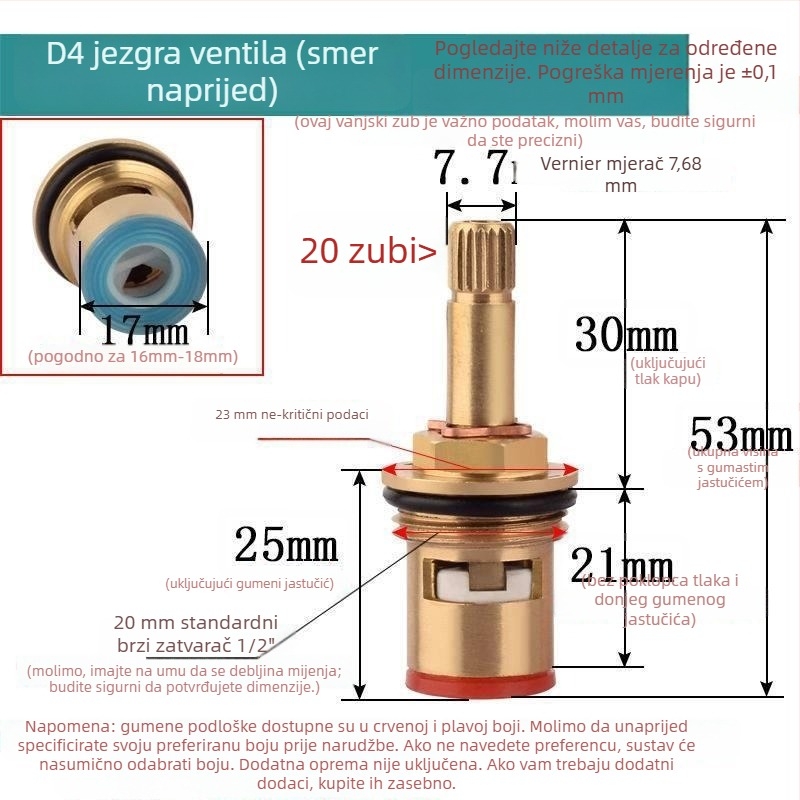 Ventil sa središtem – posebni model s trokutastim ventilom, brzo otvaranje, keramički disk, za kupaonicu i kuhinjski umivaonik, miješana topla i hladna voda