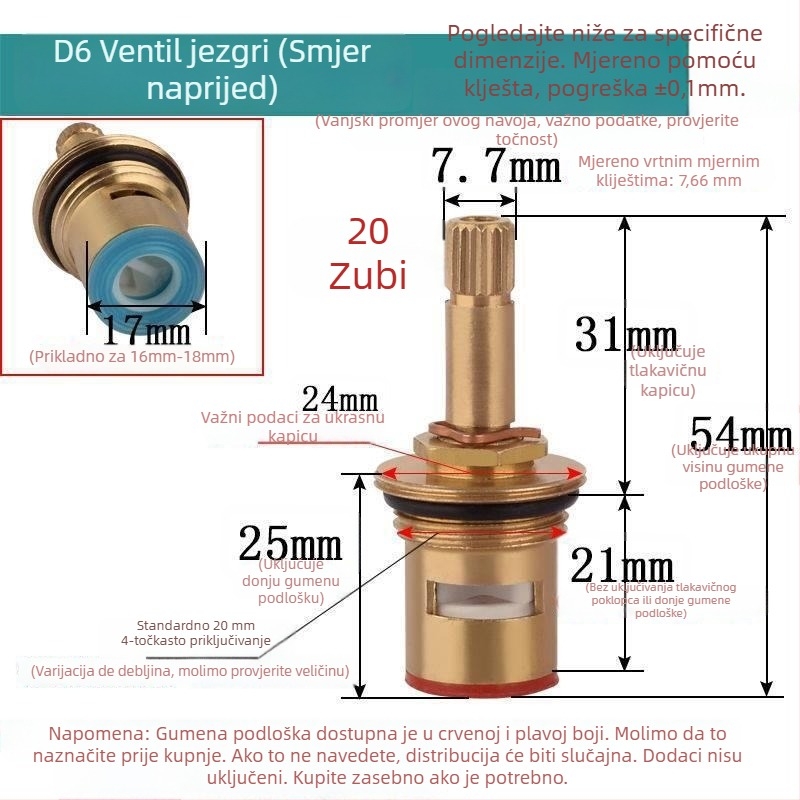 Ventil sa središtem – posebni model s trokutastim ventilom, brzo otvaranje, keramički disk, za kupaonicu i kuhinjski umivaonik, miješana topla i hladna voda