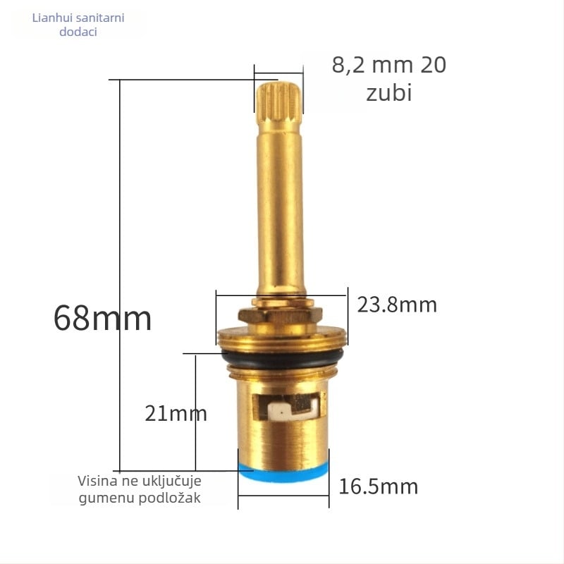 Ventil sa središtem – posebni model s trokutastim ventilom, brzo otvaranje, keramički disk, za kupaonicu i kuhinjski umivaonik, miješana topla i hladna voda