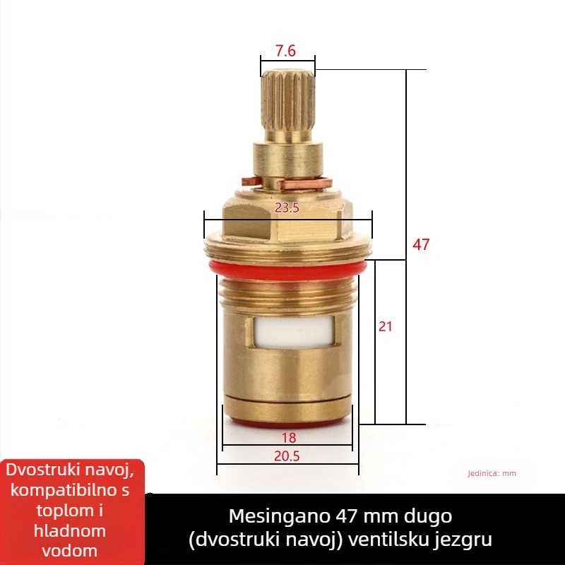 Ventil sa središtem – posebni model s trokutastim ventilom, brzo otvaranje, keramički disk, za kupaonicu i kuhinjski umivaonik, miješana topla i hladna voda