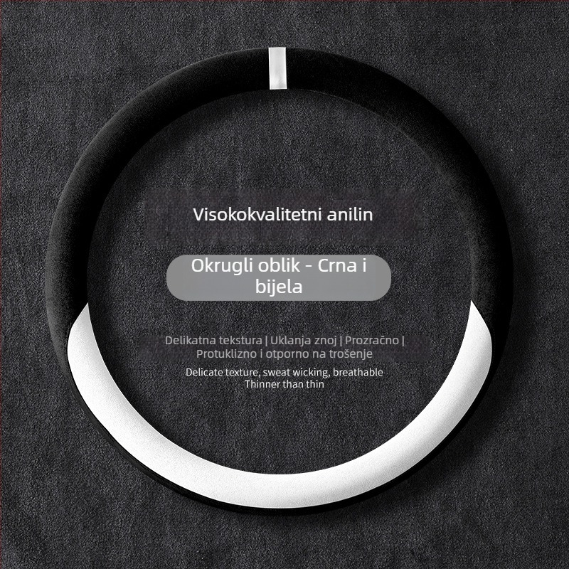 Univerzalni zimski plišani navlaka za volan automobila s protukliznim gripom, poliester, šivana strojem, uzorci: pruge/monokromatski/šiv/otisk