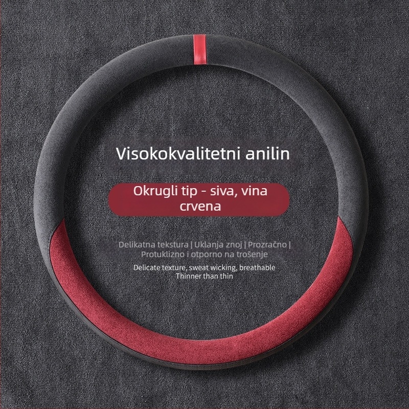 Univerzalni zimski plišani navlaka za volan automobila s protukliznim gripom, poliester, šivana strojem, uzorci: pruge/monokromatski/šiv/otisk