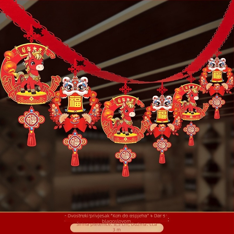 Vješena dekorativna ukras od netkanog materijala sa zodijakalnim konjem za festivalnu dekoraciju prostora (06968)