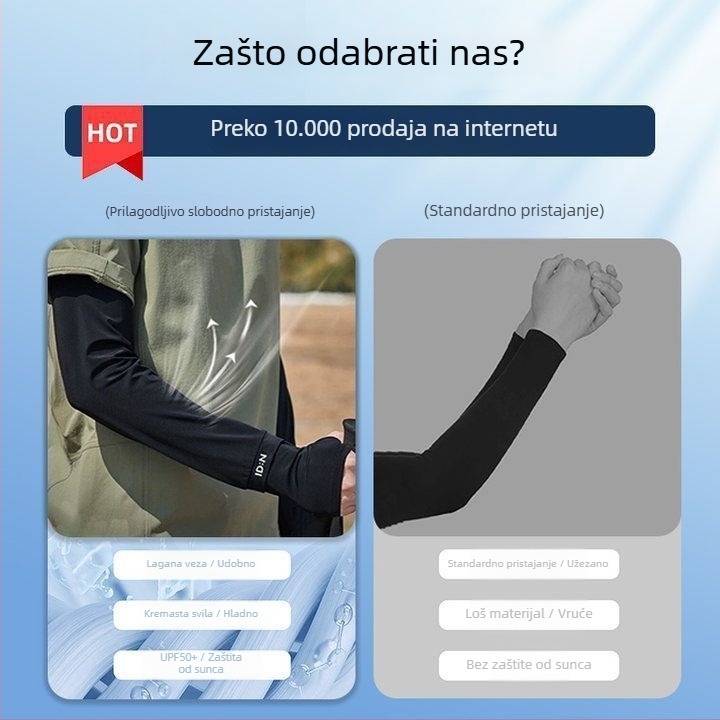 Muški rukavi za zaštitu od sunca od ice silk materijala, ljeto, opuštena silueta, UV zaštita, za vožnju na otvorenom