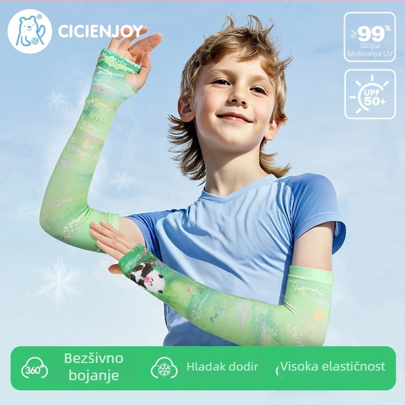 Dječji rukavi za zaštitu od sunca s hlađenjem, prozračni lagani ljetni rukavi s printom panda za aktivnosti na otvorenom