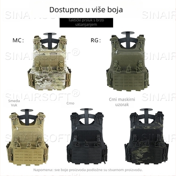 Taktička veste s laserskim rezom i setom trostranih džepova za spremnike, poliester, unisex, 1,3 kg