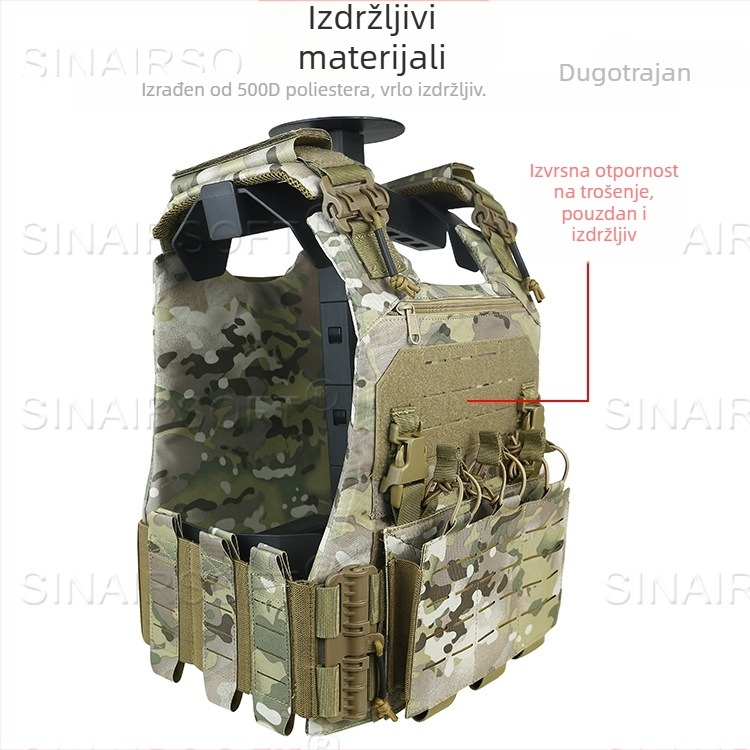 Taktička veste s laserskim rezom i setom trostranih džepova za spremnike, poliester, unisex, 1,3 kg