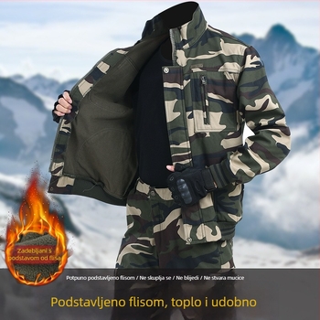 Muški zimski radni komplet od pamuka s flis podstavom, kamuflažni dizajn
