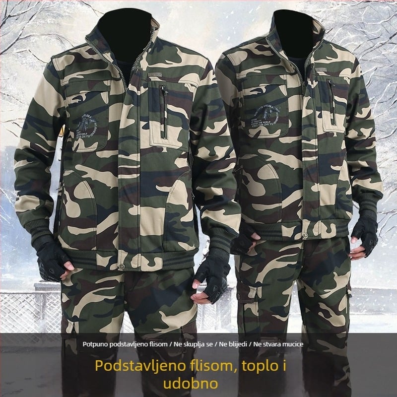 Muški zimski radni komplet od pamuka s flis podstavom, kamuflažni dizajn