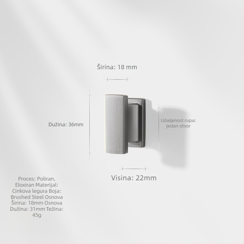 Duga ručka za ormariće i ladice (Marka: Zhuomeijia; Razmak rupa: 96 mm; Materijal: zinčana legura; Završna obrada: premaz)