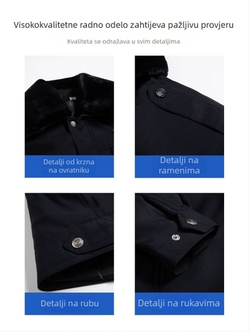 Muška zimска jakna za službenu uniformu, debela, vjetrovita, zadržava toplinu, 80% poliester, mješavina kemijskih vlakana