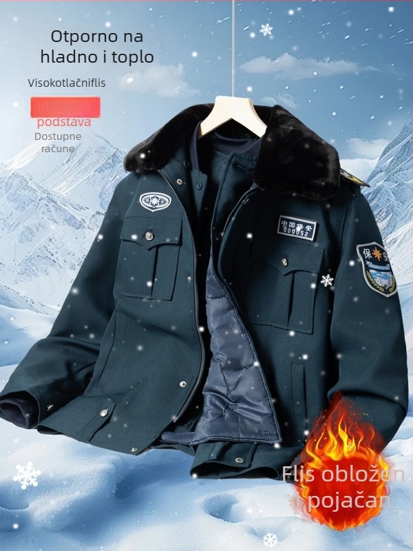Muška zimска jakna za službenu uniformu, debela, vjetrovita, zadržava toplinu, 80% poliester, mješavina kemijskih vlakana