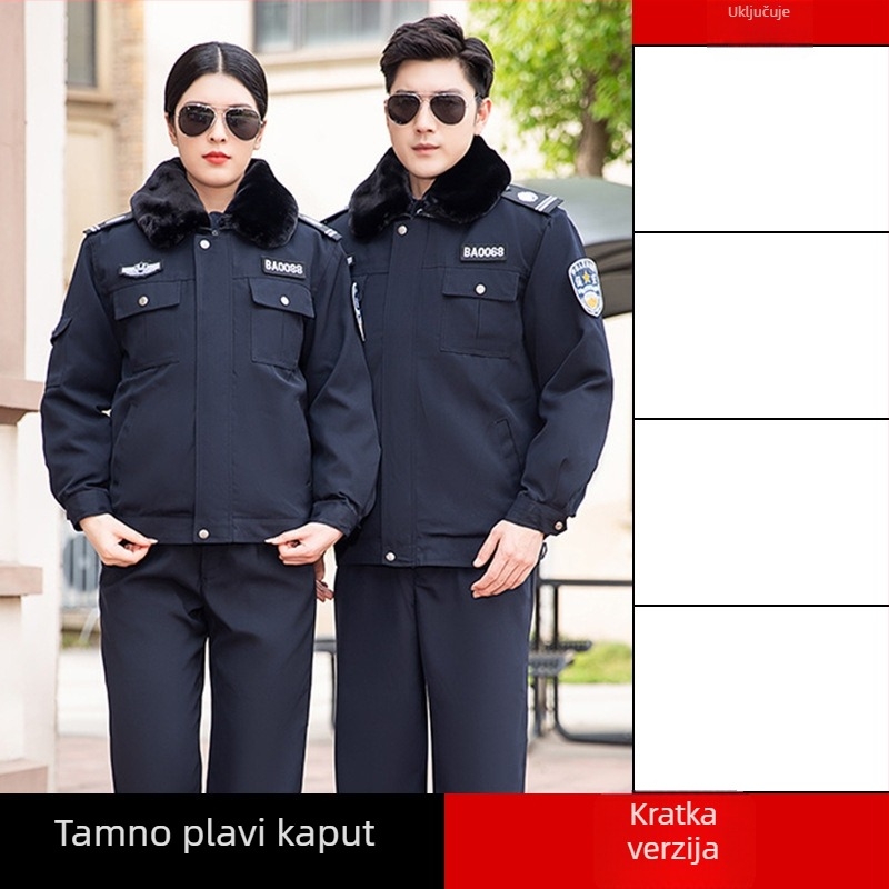 Muška zimска jakna za službenu uniformu, debela, vjetrovita, zadržava toplinu, 80% poliester, mješavina kemijskih vlakana