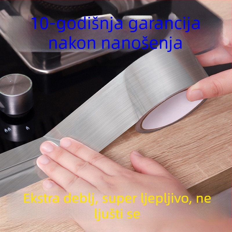 Vodootporna naljepnica za sudoperu u kuhinji – aluminijska folija, brtvna traka za rub, otporna na vlagu i plijesan, jednobojna, 1 kom, zidna naljepnica za kuhinju