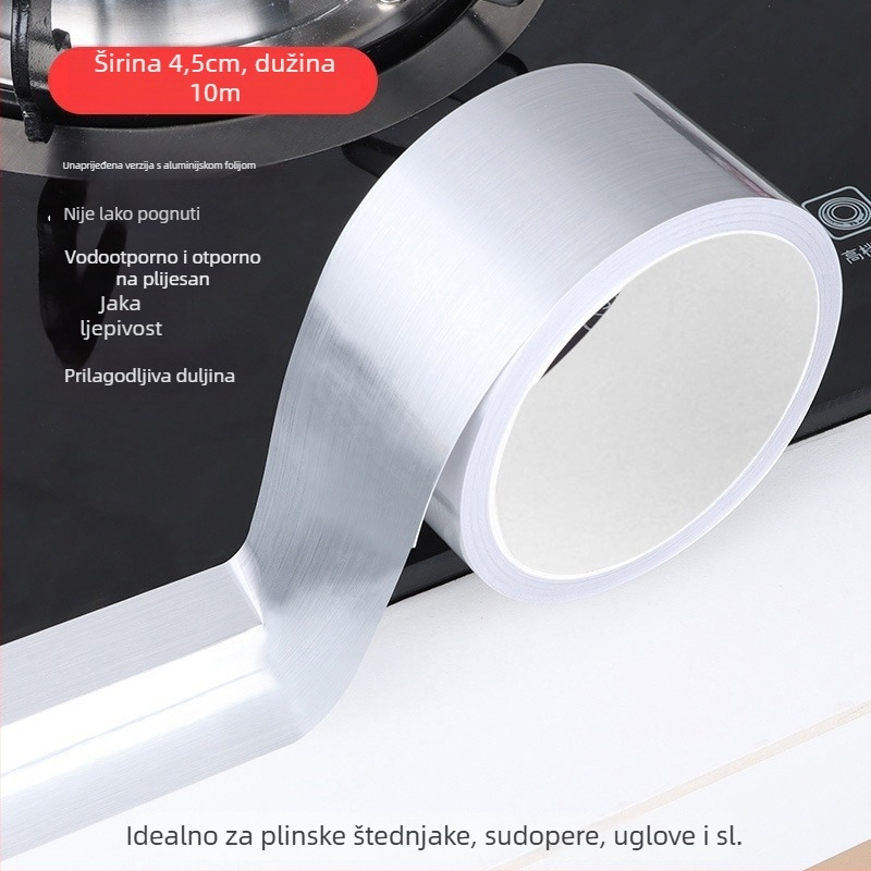 Vodootporna naljepnica za sudoperu u kuhinji – aluminijska folija, brtvna traka za rub, otporna na vlagu i plijesan, jednobojna, 1 kom, zidna naljepnica za kuhinju