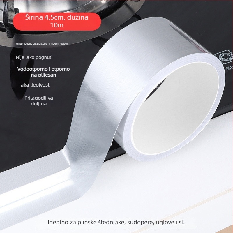 Vodootporna naljepnica za sudoperu u kuhinji – aluminijska folija, brtvna traka za rub, otporna na vlagu i plijesan, jednobojna, 1 kom, zidna naljepnica za kuhinju