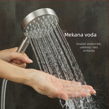 Ručna tuš glava, od nehrđajućeg čelika 304 s brušenim završnim slojem, zidni montaža, funkcija kiša, Berlin marka, model ručni tuš, nominalni tlak 1.0