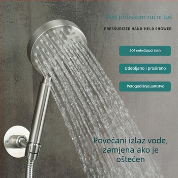 Ručna tuš glava, od nehrđajućeg čelika 304 s brušenim završnim slojem, zidni montaža, funkcija kiša, Berlin marka, model ručni tuš, nominalni tlak 1.0