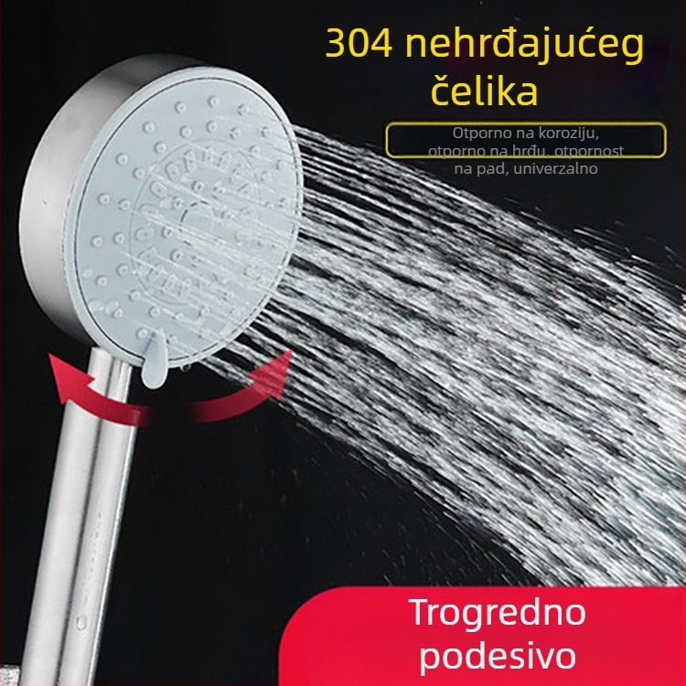 WLLK ručna tuš glava od nehrđajućeg čelika, okrugli oblik, kiša funkcija, radna temperatura 0-60°C