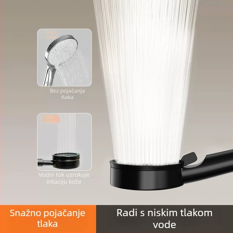 Ručna tuš glava s pet modova mlaza, visok tlak, ABS materijal, okruglog oblika