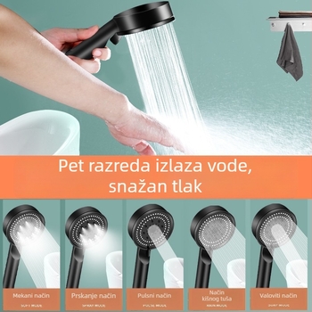 Set tuš glava s ručnim tušem, pod pritiskom, kružni oblik, plastika, navoj, funkcija kiša, model Warrior