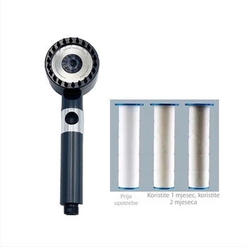 Ručna tuš glava s raspršivanjem magle i kišnim tušem, ABS, zidna montaža, miješani izlaz vode