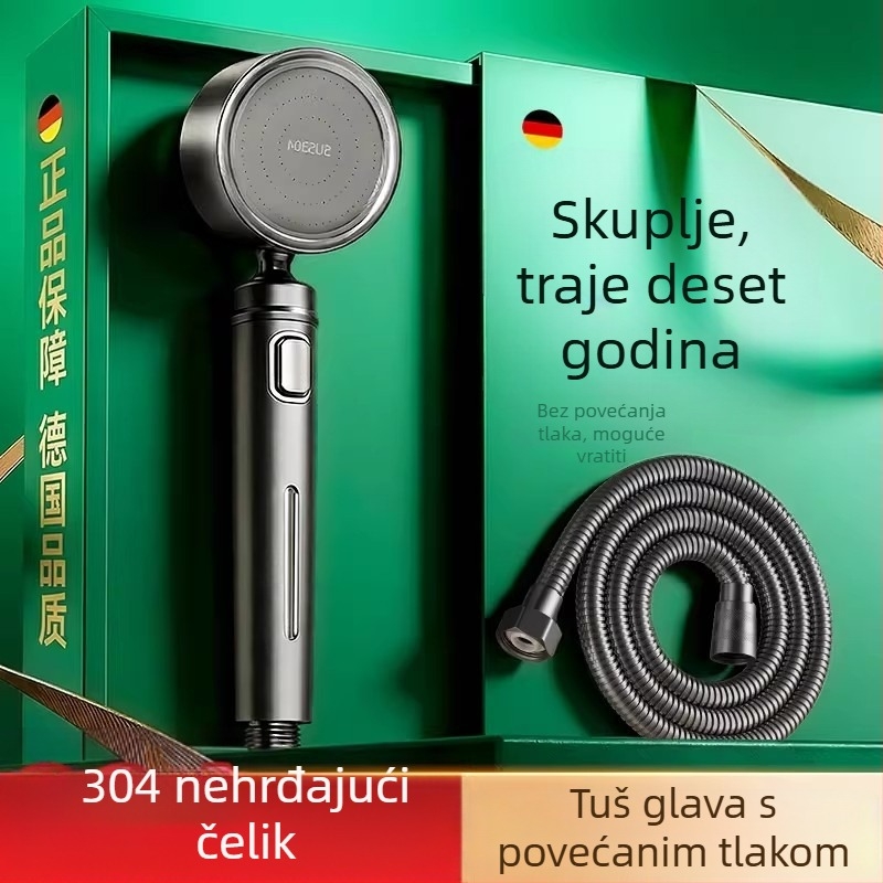 Ručna tuš glava od 304 nehrđajućeg čelika, kišni tuš, zidni montaža, brušeni završetak, miješani izlaz